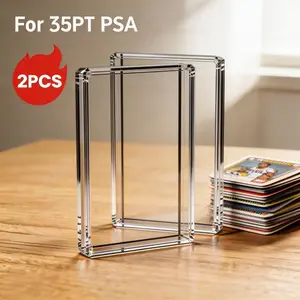 2Pcs/Clear Thick Acrylic Magnetic Protection Case for 35pt PSA Graded Card Slabs | Secure Magnetic Closure, Durable Construction, Compatible with TCG, Sports Cards, Basketball, Football, Ideal for Collectors, Dealers, Home