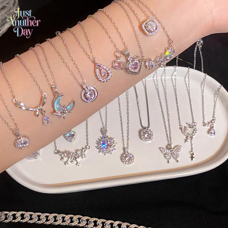 Women’s Titanium Steel Zircon Necklace, Hypoallergenic Silver Plated Chain with Sparkling Zircon Charms, Waterproof and Tarnish Resistant, Dainty Choker Styles, Great for Everyday, Layering, or as a Thoughtful Gift