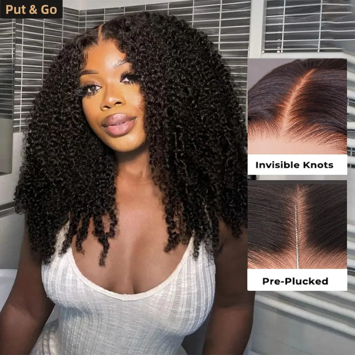 Simidola Put On Go Pre Bleached Knots 7x5 Glueless with Drawstring Kinky Curly 13x6 Glueless HD Closure Lace Wig Ready To Go Human Hair Wig For Women Pre Plucked 200% Density summerwins Knotless Wig