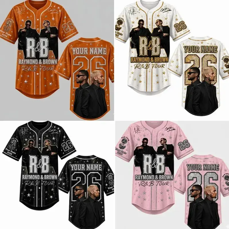 R&B Legends Baseball Jersey – Built Different Silver Glitter Music Fan Shirt, Custom 26 Tour Jersey, Personalized Concert Gift