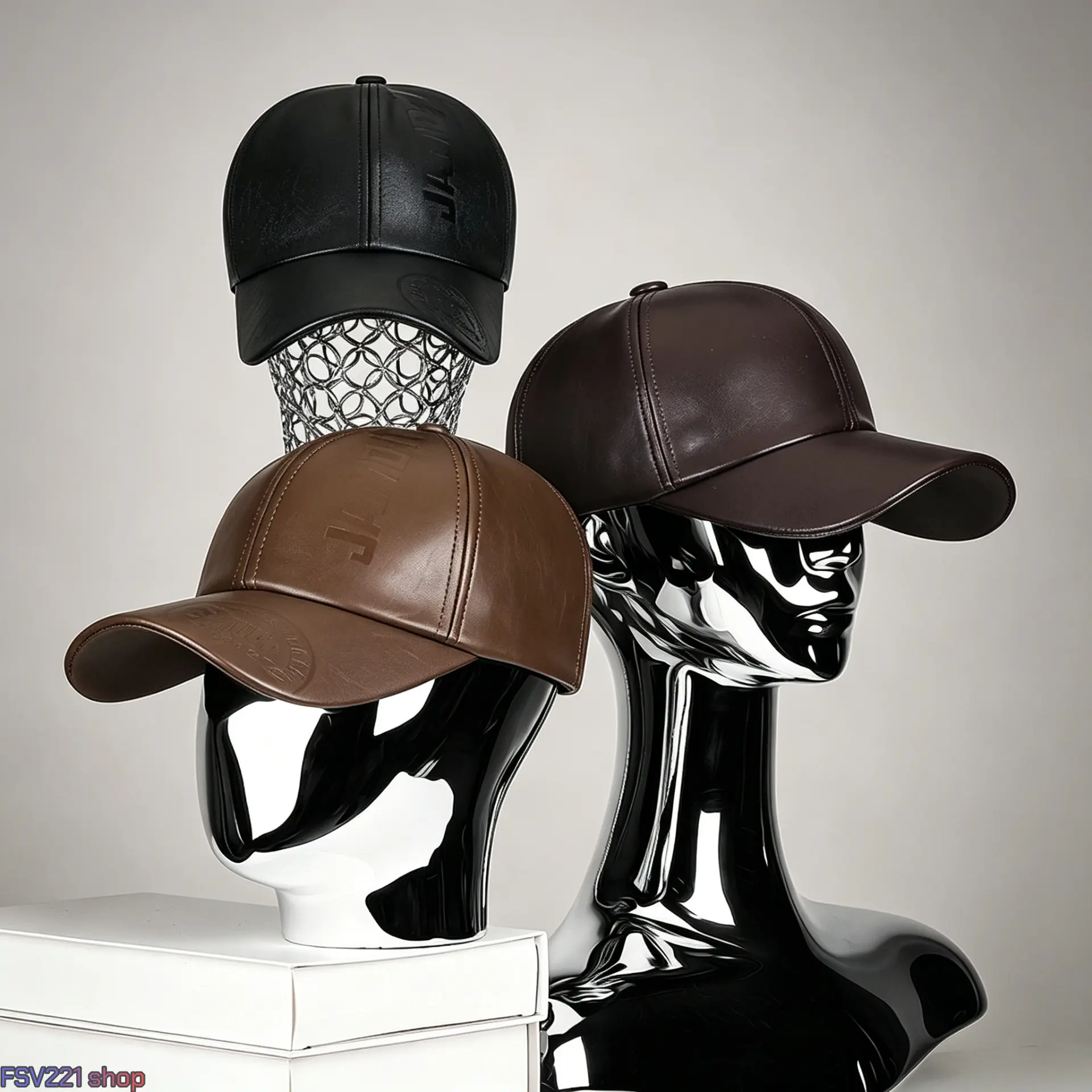 2026 Trending British Style PU Leather Dad Hat - Flat Brim Baseball Cap with Printed Logo, Rear Adjustable Buckle, Breathable Durable Solid Color, All-Season Casual Wear, TikTok Shop Black Friday Exclusive Offer, Comfortable Hats, Leather-Style Hats campi
