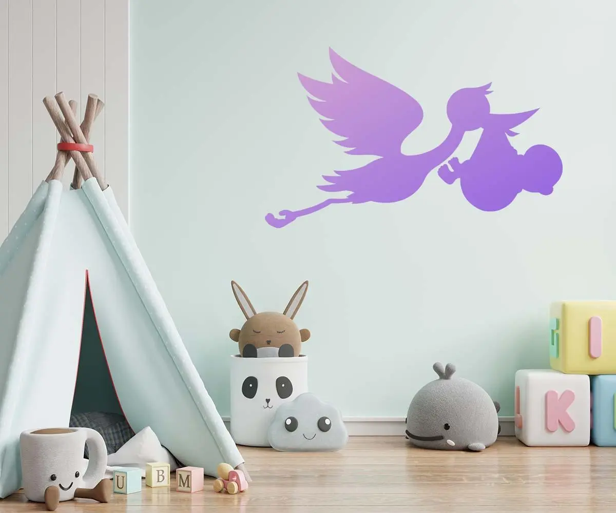 Stork with Baby Stencil - Art and Wall Stencil