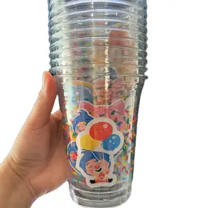 PLIM PLIM and Friends 12 PACK 16 OUNCES  Fun Party Cups with Colorful DISINGS Perfect for Kids Birthdays and Celebrations Fun Design