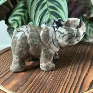 Volcano Agate Elephant Carving