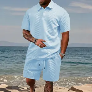 Summer Men's Jacquard Fabric Casual Sportswear Thin Lapel Short-Sleeved Suit for Menswear - Clothes