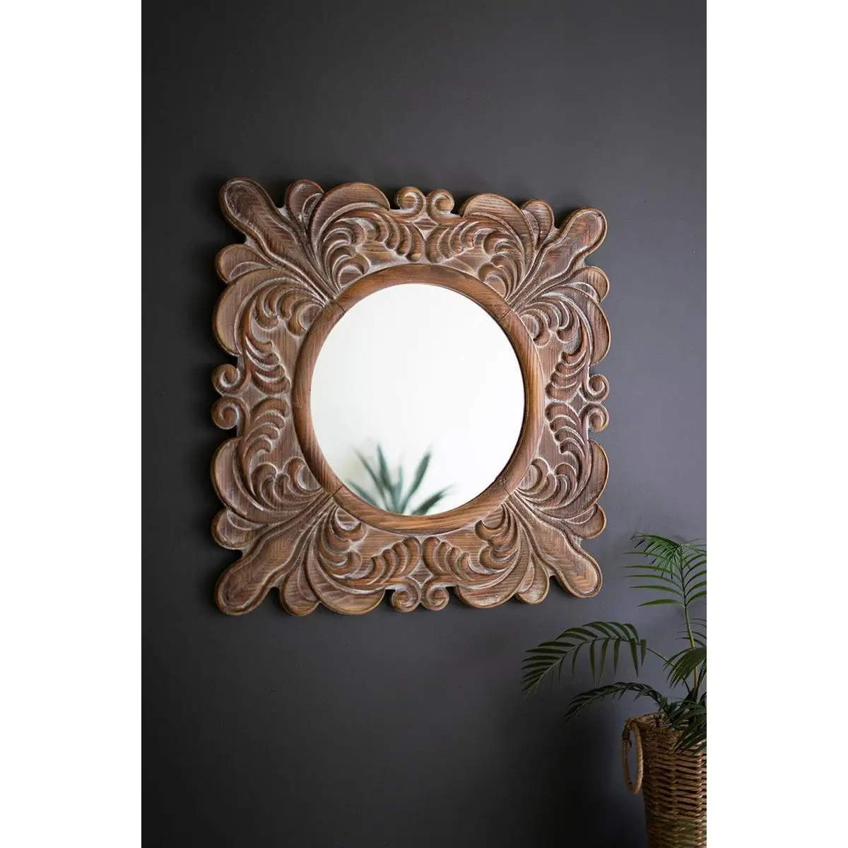 Carved Fleur De Lis Framed Mirror