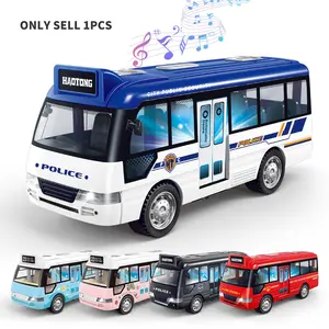 Multifunctional Kids Bus Model, Lights Music, Openable Doors, Smooth Wheels, Police/fire/tour Bus, Best Parent-Child Interactive Toy
