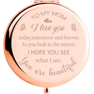 TO MY MOM Gifts for Mom Mother's Day Birthday Compact Mirror Gift from Daughter Son Mom Gift Ideas Mirror Rose Gold Pocket Mirror