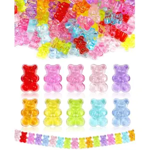 200 Pcs Clear Acrylic Gummy Bear Beads – Mixed Color Cute Bear Charms for Bracelet, Necklace, Jewelry Making & DIY Crafts for Kids and Adults
