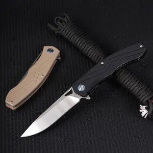 Outdoor Survival Folding Knife with Blue Accent，Premium EDC Folding Pocket Knife with G10 Handle, Ultimate Outdoor Survival Tool for Camping Hiking