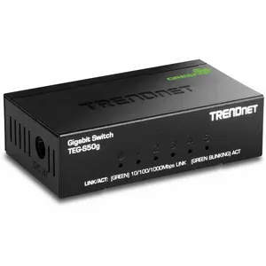 TRENDnet 5-Port Mini Gigabit Switch, TEG-S50g, GREENnet Technology, NDAA + TAA Compliant, Desktop Metal Ethernet Network Switch, 5 x Gigabit Ports, Fanless, Lifetime Protection, Black