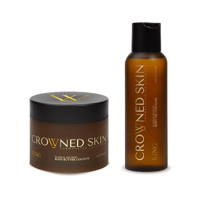 King Body Butter & Oil (4 oz) Bundle - Luxurious Aroma Scented Skincare Duo, Nourishing, Smooth, Moisture-Boosting Bath & Body Care Set