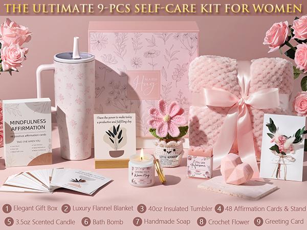 MAYICIVO Mothers Day Gifts Birthday Gifts for Women - Get Well Soon Spa Care Package, Luxury Self Care Gift Basket for After Surgery & Cancer Care Inspirational Thinking of You Sympathy Gift Set for Mom Her Friend