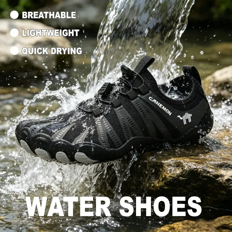 Men's Sporty Water Shoes, Quick-Drying Casual Slip-Ons with a Barefoot Fit for Beach, Surfing, and Swimming, Outdoor Pool Shoes, Slip On, Male, Lycra, Less Than Ankle, Rubber Sole, Ankle-Less, Pull On