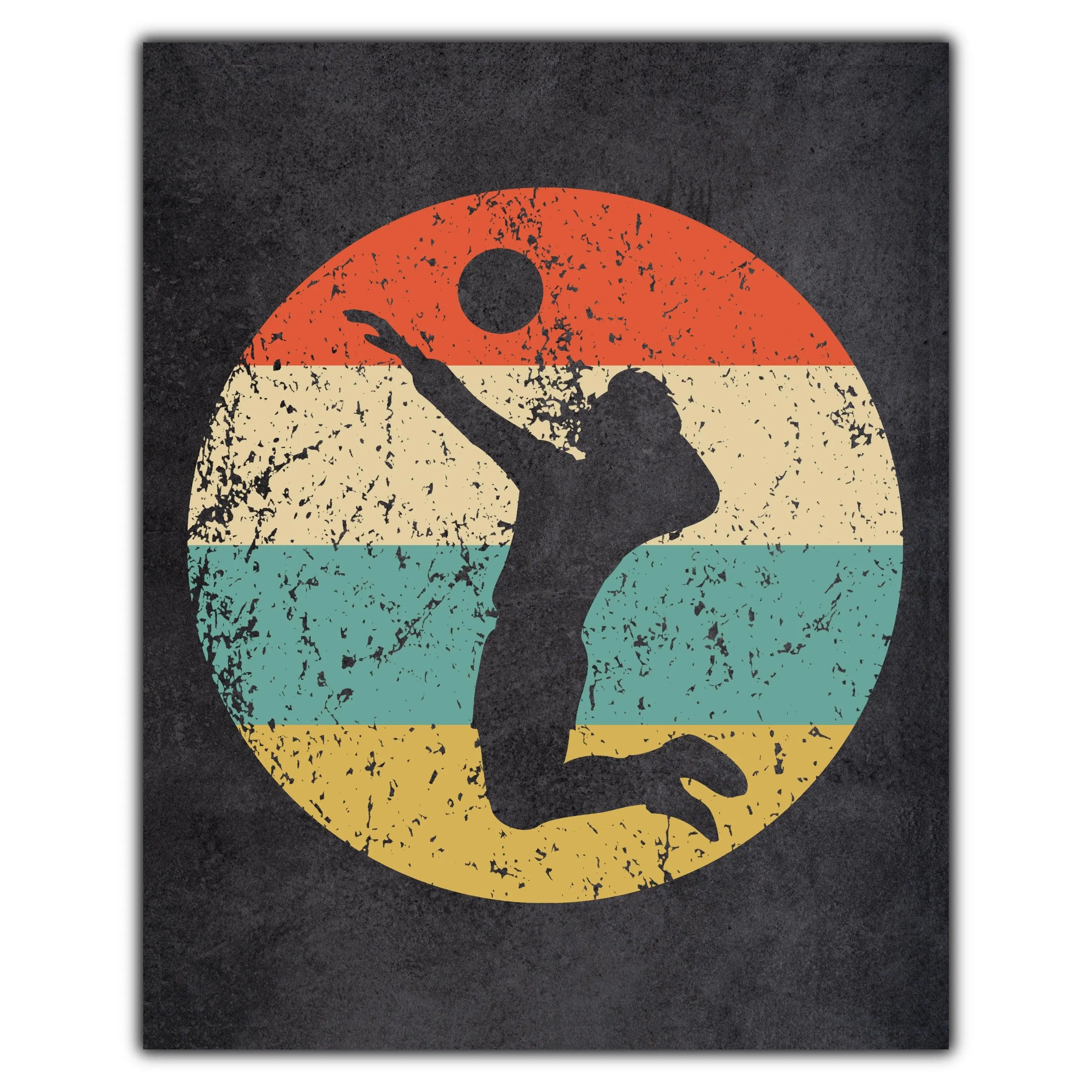 Volleyball Player Sports Icon Retro 8"x10" Wall Art Print