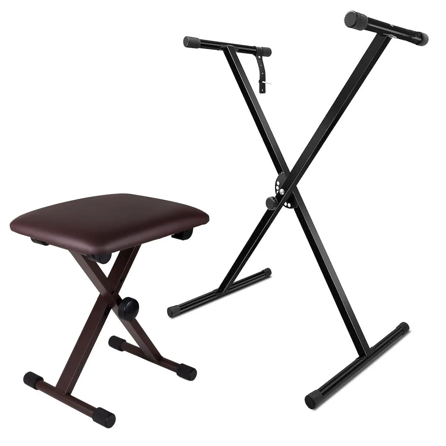 5 Core Keyboard Stand Piano Bench Combo Adjustable Key Board Stands 2" Padded Musician Chair Set