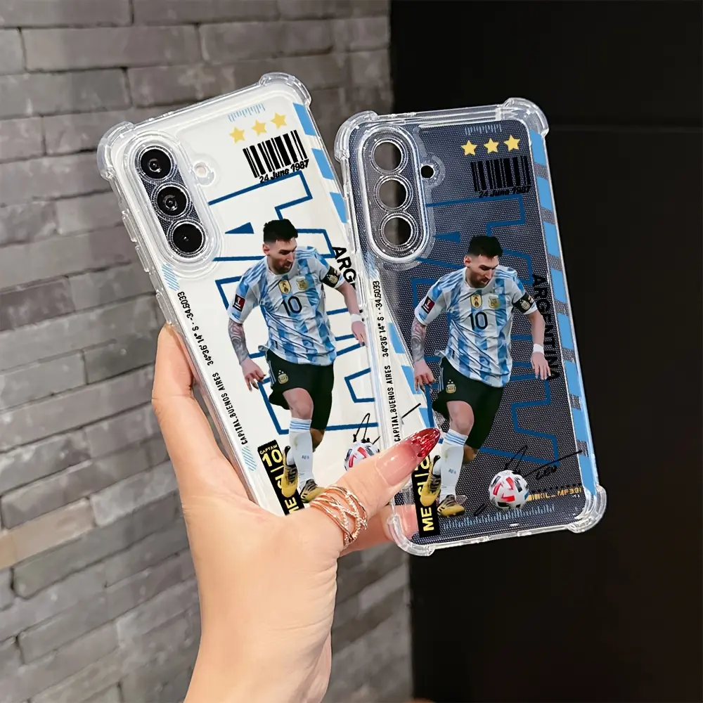 M-Messi Football Player Themed Smartphone Casing - Shockproof Protection Accessories for Samsung Galaxy A56,A26,A36,A55,A35,A06,A16,A05,A14,A24,A34,A54,A15,A05S,A25,A23,A33,A53,A73 4G,Anti-Drop Transparent Soft Back Cover, Cellphone, Football Fans