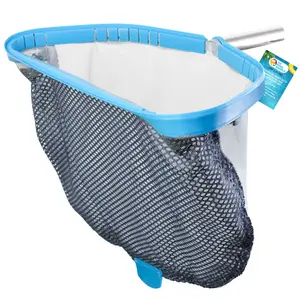 Heavy Duty 18" Swimming Pool Leaf Skimmer Rake with Deep Double-Stitched Net Bag - Strong Aluminum Frame