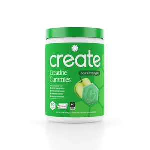 Create Wellness Sour Green Apple Creatine Monohydrate Gummies 1.5g Creapure per Gummy Lean Muscle Booster Daily Dietary Supplement for Energy Focus & Wellness Glow Collagen Vitamins