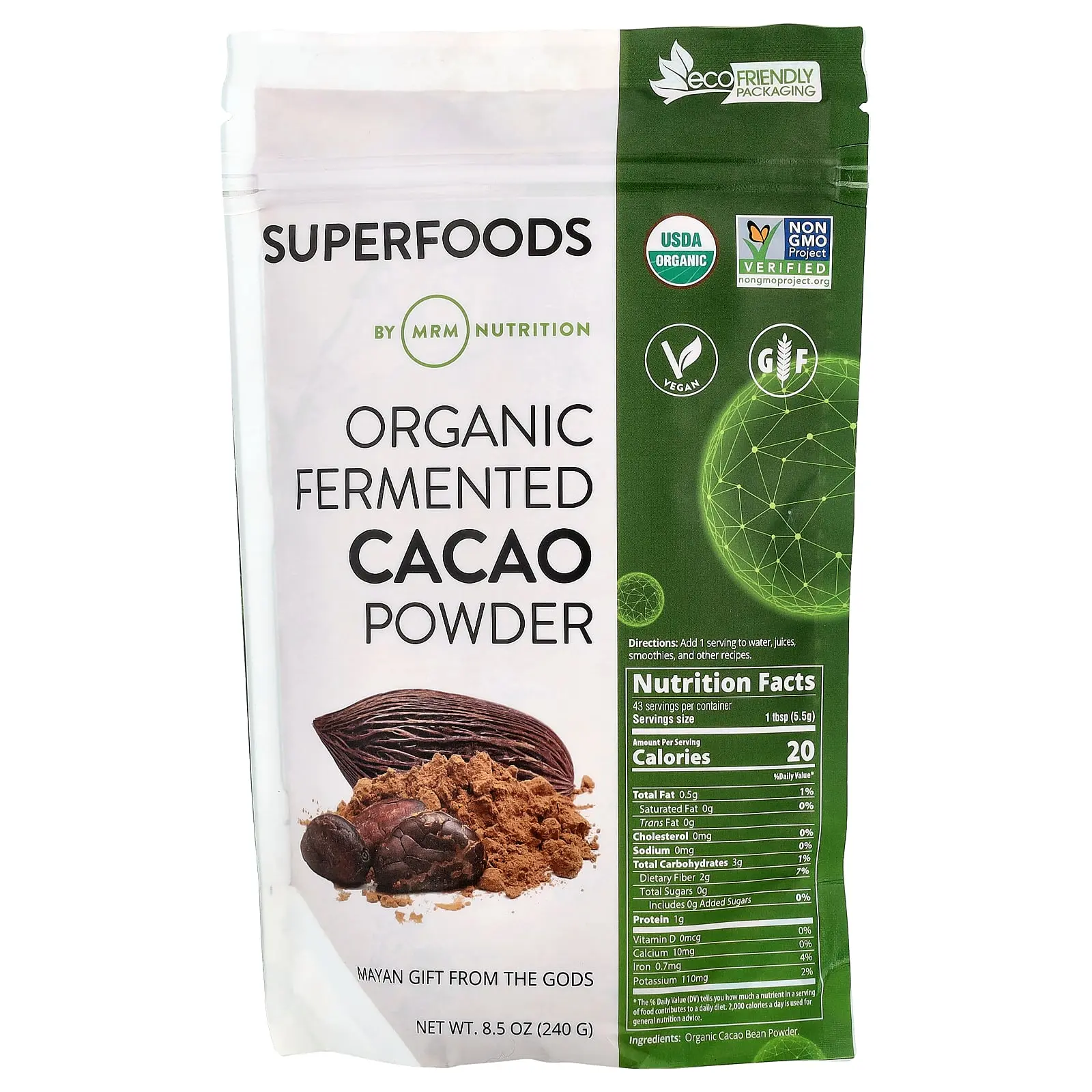 MRM Nutrition Organic Fermented Cacao Powder, 8.5 oz (240 g)