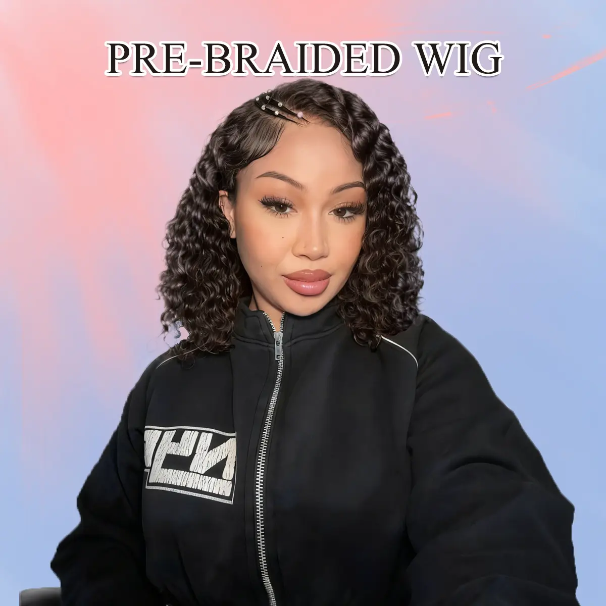 Crescent Moon Braided Water Wave Human Hair Wig | Glueless 5x5 HD Lace Wear & Go Wig | Pre-Plucked Natural Hairline | Beginner Friendly | Soft & Full | 10-16 Inch