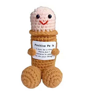 positive cardsupport plushies Positive Emotional Support Ornament Funny Mini Knitted Toy with Cards Great Crochet Encouragement Gift for Friends diy  gifts  bf funny emotional cute crochet doll