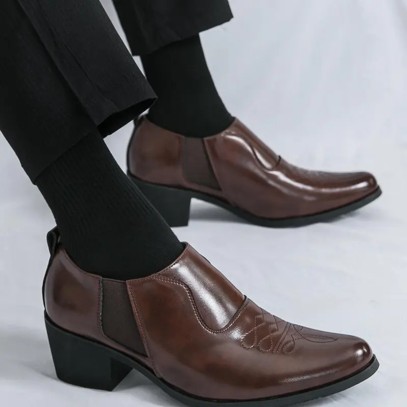Men's Business Style Solid Color Dress Shoes, Formal Pointed Toe High Heel Shoes for Party, Daily Clothing Decor, Trendy All-match & Exquisite Shoes for Gift, Business Style Footwear