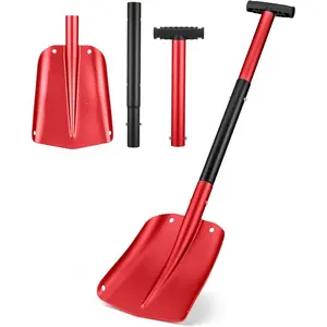 1pc 34inch Detachable Emergency Snow Shovel for Cars Aluminum Extendable Foldable Snow Shovel Emergency Car Cleaning Equipment for Trucks SUVs Vans Camping Outdoor (Red)