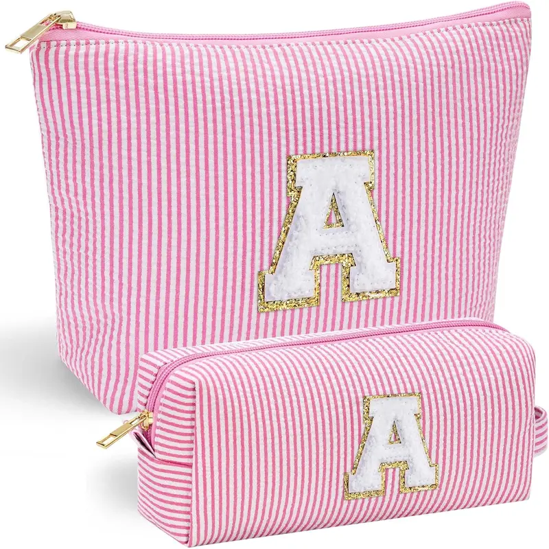 YOOLIFE Christmas Gifts for Girls | Personalized Initial Makeup Bag Pink Cosmetic Bag Travel Toiletry Bag Girlfriend Teacher Gifts 11 12 13 14 15 16 Years Old Girl Gifts Teen Girl Gifts Trendy Stuff A No Brand