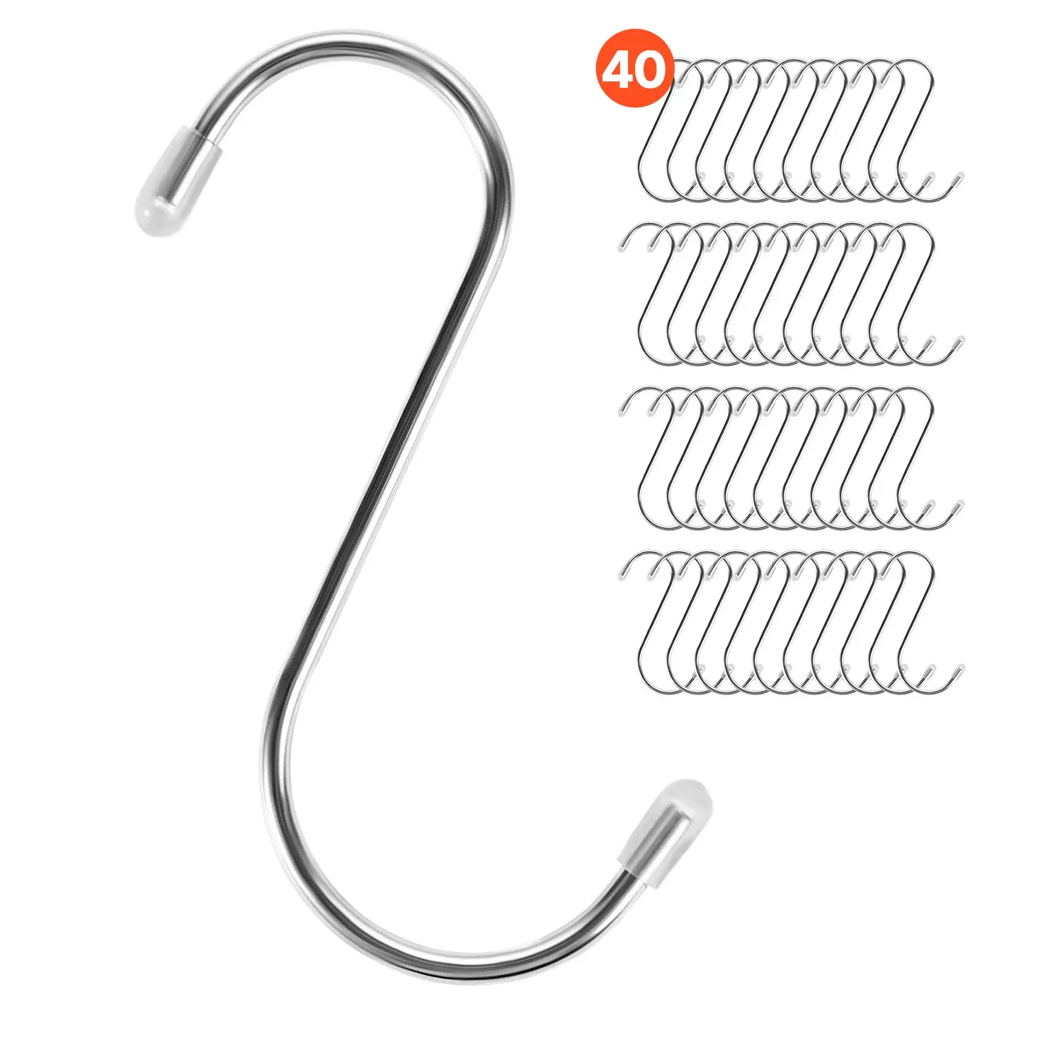 VEVOR S Hooks 40 Pack,  3.4 Inch Metal S Shaped Hangers of 22.05 LBS Load Capacity, Heavy Duty Stainless Steel Hanging Hooks for Hanging Plants, Jeans, Clothes in Garden, Closet, Kitchen, Bathroom
