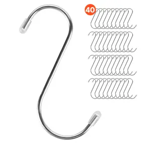 VEVOR S Hooks 40 Pack,  3.4 Inch Metal S Shaped Hangers of 22.05 LBS Load Capacity, Heavy Duty Stainless Steel Hanging Hooks for Hanging Plants, Jeans, Clothes in Garden, Closet, Kitchen, Bathroom