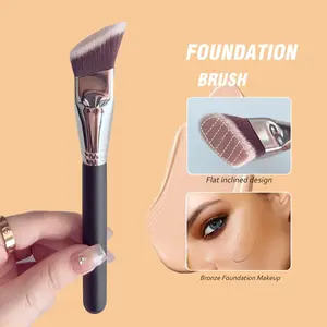1Pcs Professional Large Angle Flat Foundation Brush - Synthetic, Fragrance Free, Suitable for All Skin Types, Ideal for Grooming and Fusion Beauty Tools