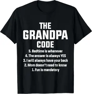 100% cotton Unisex The Grandpa Code - Mens Funny Saying Grandpa T-Shirt