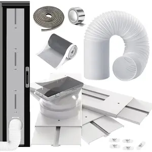 Universal 95" Sliding Door AC Vent Kit with Φ5.9" AC Hose Filter Screen & Weather Stripping, 5.0/5.9 Inch Coupler Energy Saving Airtight Seal Panel for Window Sliding Glass Door Portable AC