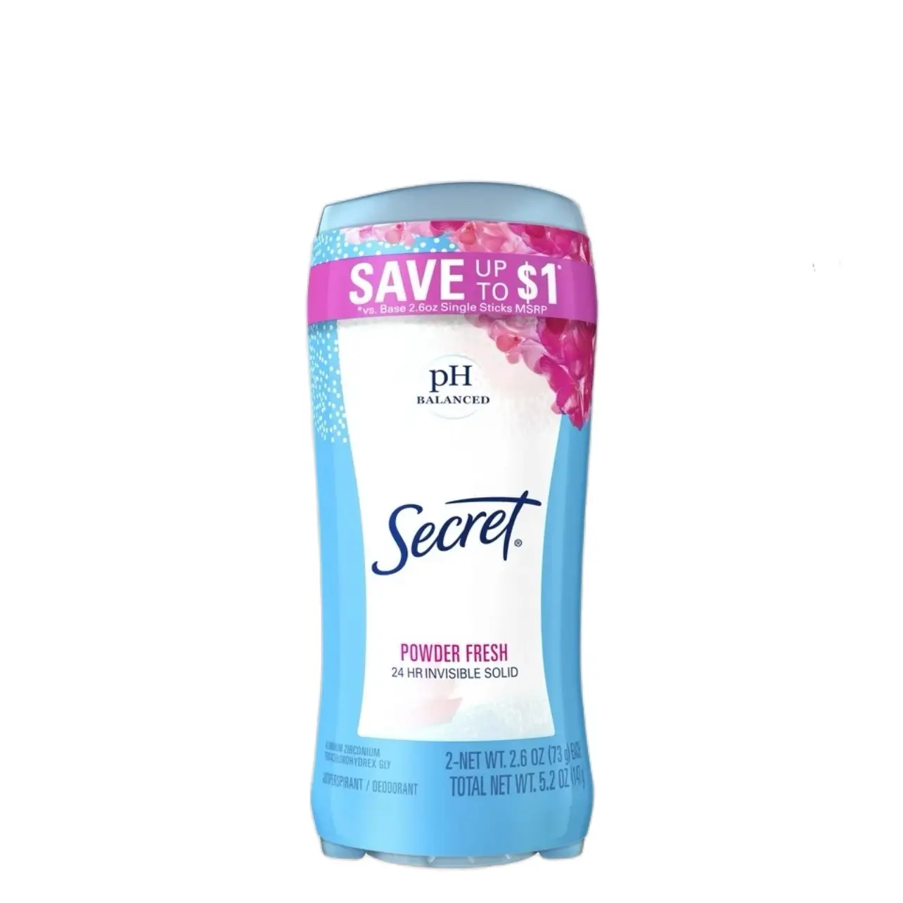 Women's Secret Invisible Solid Antiperspirant Deodorant Stick - Alcohol-Free, Anti-Bacterial, 18-Month Fresh Fragrance, Long-Lasting On-The-Go Body Care, 2.6 oz (2 Pack) for Adults