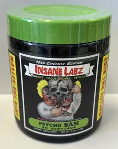 Insane Labz Psycho Sam Pre Workout Watermelon 30 Servings 8.2 oz