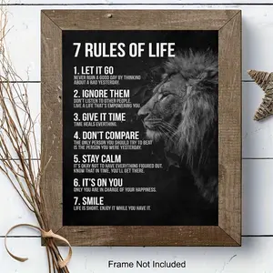 Motivational Quotes Wall Art - Inspirational 7 Rules of Life Poster - Decorative paintings are wall decorations used in living rooms, bedrooms, and hallways. Print Artistic