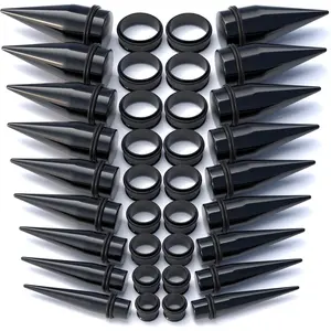 36 count Ear Stretching Kit 00G to 1 inch 9 Sizes 2mm increment Big Ear Gauges with Holder Case | Tapers Tunnels 10mm-25mm 316L Surgical Stainless Steel