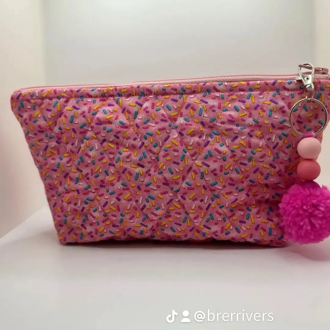 Sweet Pink Quilted Sprinkle Bag, Dessert Themed Bag, Cupcake Bag, Cookie Bag, Sprinkle Bag, Cosmetics/Travel Bag