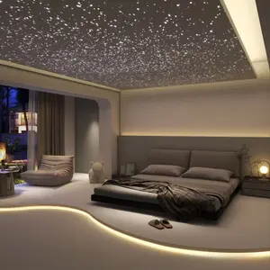 White gypsum board starry sky ceiling for home theater and living room, soft film starry sky fiber optic light ceiling with LED lights