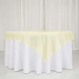 10 Pack Champagne Organza Table Overlay 72"x72" - Sheer Table Topper