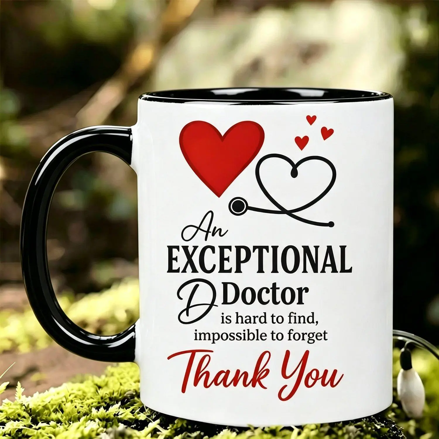 Thank You Exceptional Doctor Gift 1pc 11Oz Heart Stethoscope Gratitude Text Cup Hot Cold Drink Cup Perfect Gift for Doctors Day Birthdays Gift for Physicians Coworkers Ceramic Mugs Ceramic Drinkware Premium Quality Durable Stylish