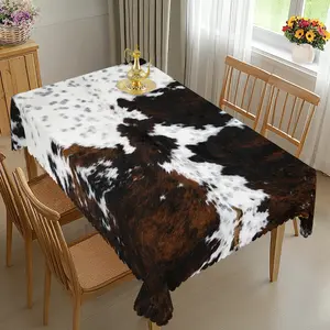 1pc Simple Cowhide Pattern Printed Tablecloth, Printed With Cow Fur Pattern, Used For Cow Enthusiast Parties, Party Countertop Decor, Daily Home Kitchen Table Cover, Indoor And Outdoor Use, Bedroom Home Decor, Gifts For Family And Friends table linens
