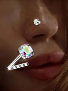 S925 Silver Hinged Nose Ring with Sparkling Cubic Zirconia - Glittery, Hypoallergenic, Perfect for Daily & Party Wear, Enhances Nose Shape, Ideal for Christmas & All Seasons, Nose Jewelry | Glittery Nose Ring | Hypoallergenic Metal