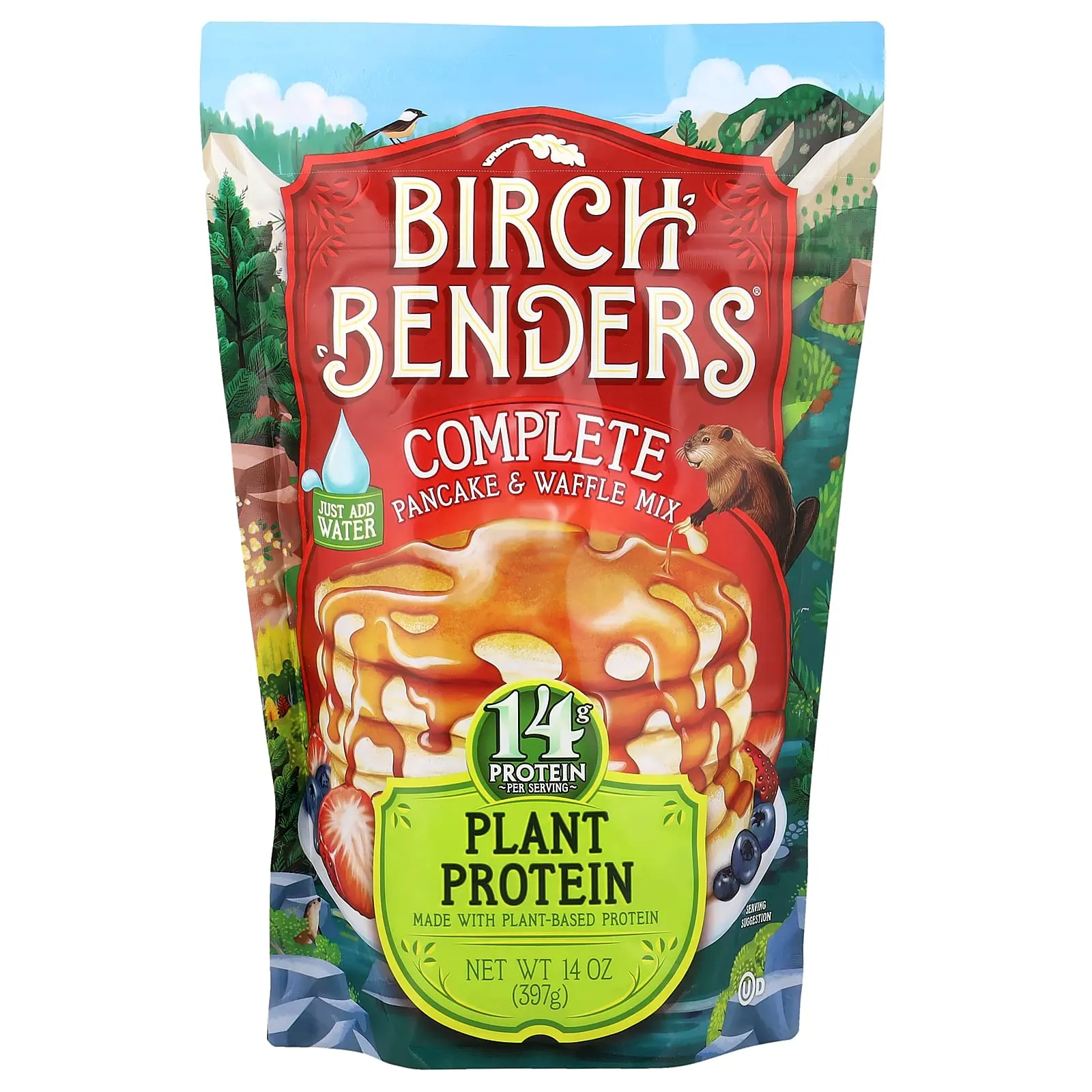 Birch Benders Complete Pancake & Waffle Mix, Plant Protein, 14 oz (397 g)