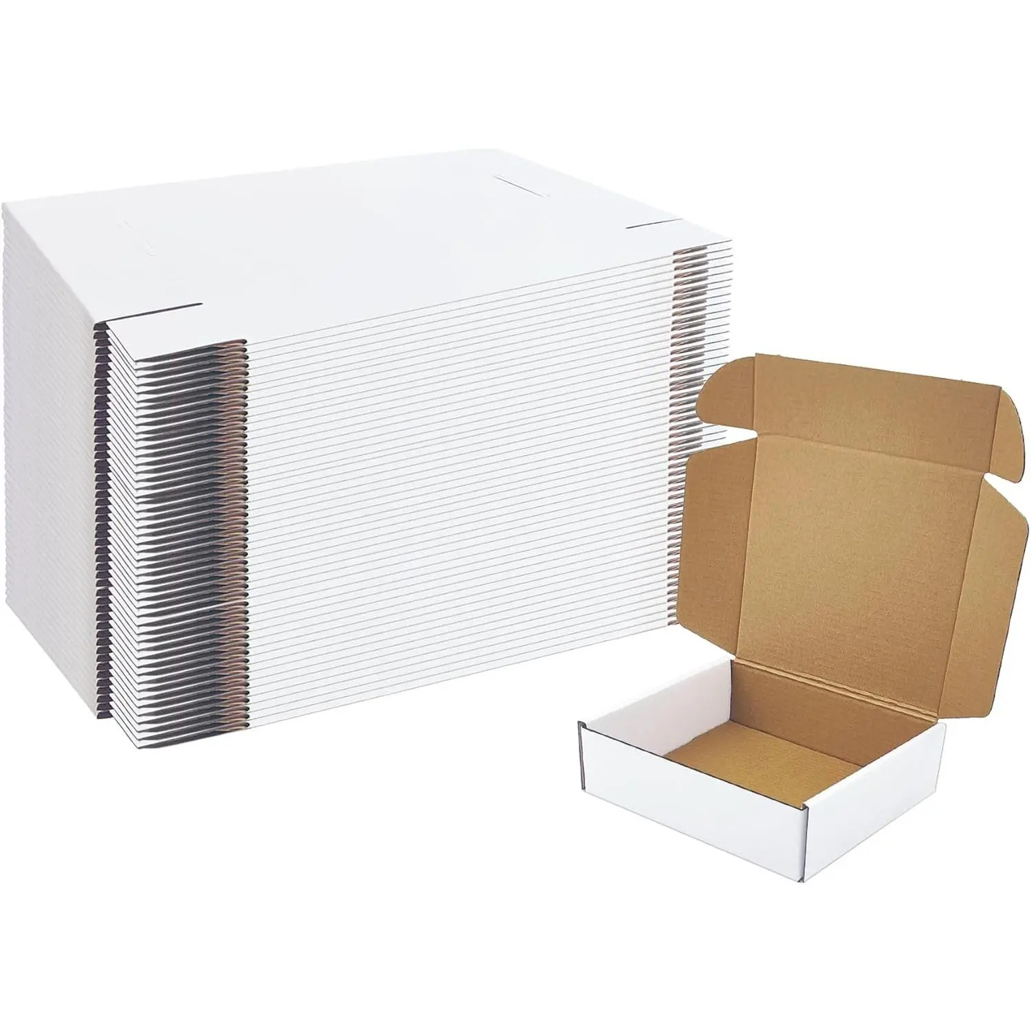 White Corrugated Cardboard Shipping Boxes - 7x6x2 Inch 50 Pack Small Size Tuck Top Recyclable Mailers for Mailing, Storage, Small Business Home Supplies Packaging