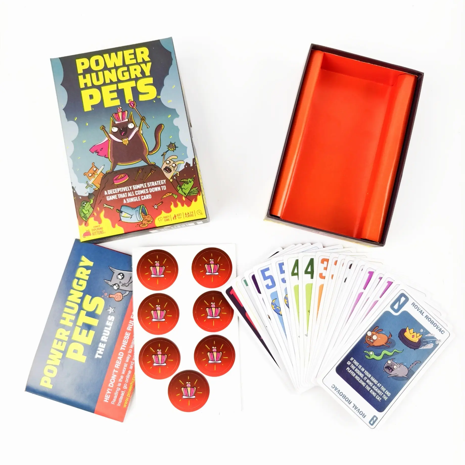 Power Hungry Pets by Exploding Kittens, Strategic Card Game, Card Games for Families, Fun Family Board Game, Night Adventure, 2-6 Players, Engaging Gameplay