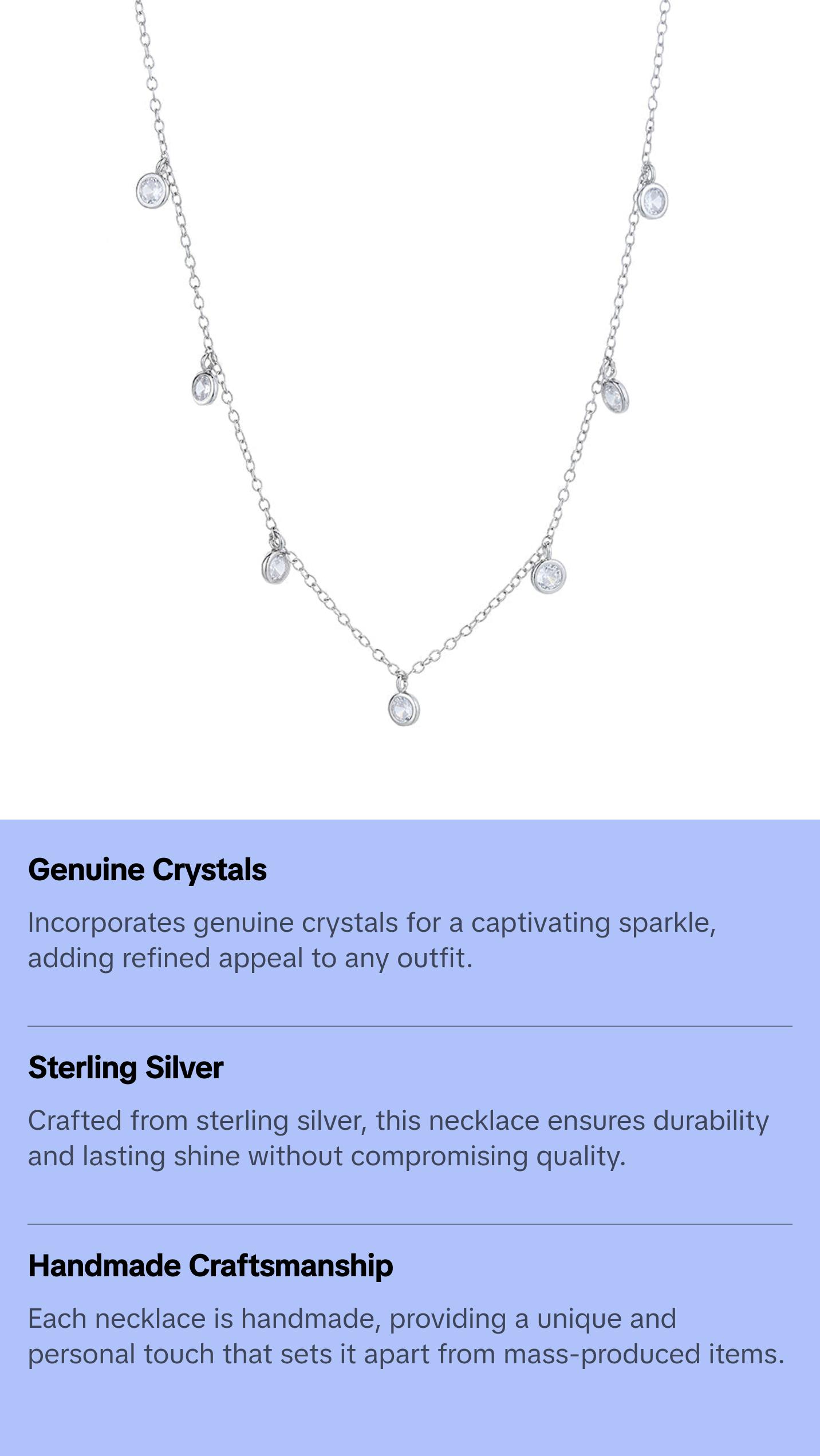 Sterling Silver Bib Necklaces with Genuine Crystals