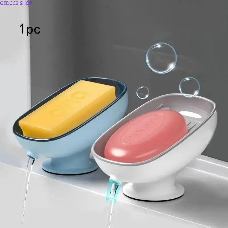 Wall-Mounted Soap Dish with Drainage, Adjustable Oval Bathroom Soap Holder, Anti-Slip Removable Soap Tray, Modern Bathroom Accessory for Shower & Sink Organization
