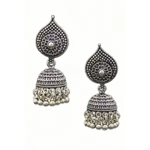 Ethnic Chic Oxidised Silver Plated Handmade Jhumka Jhumki Earrings